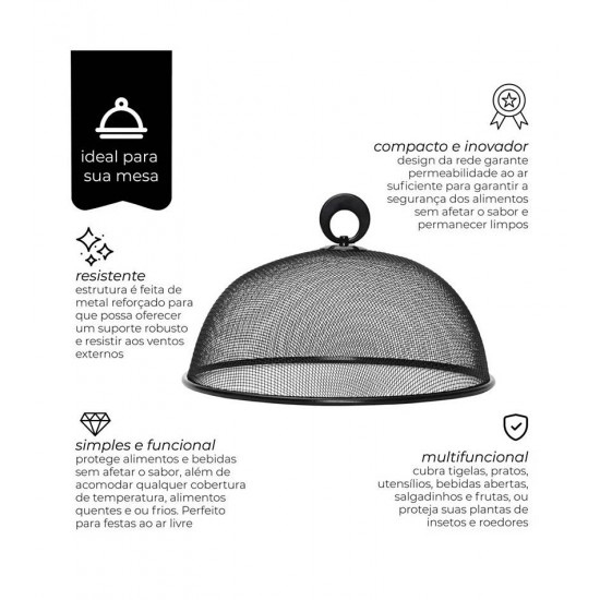Tela Protetora 24cm Para Alimentos Black Em Metal